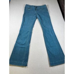 Vtg 90s Y2K American Eagle Outfitters Womens 2 Flared Corduroy Pants Blue